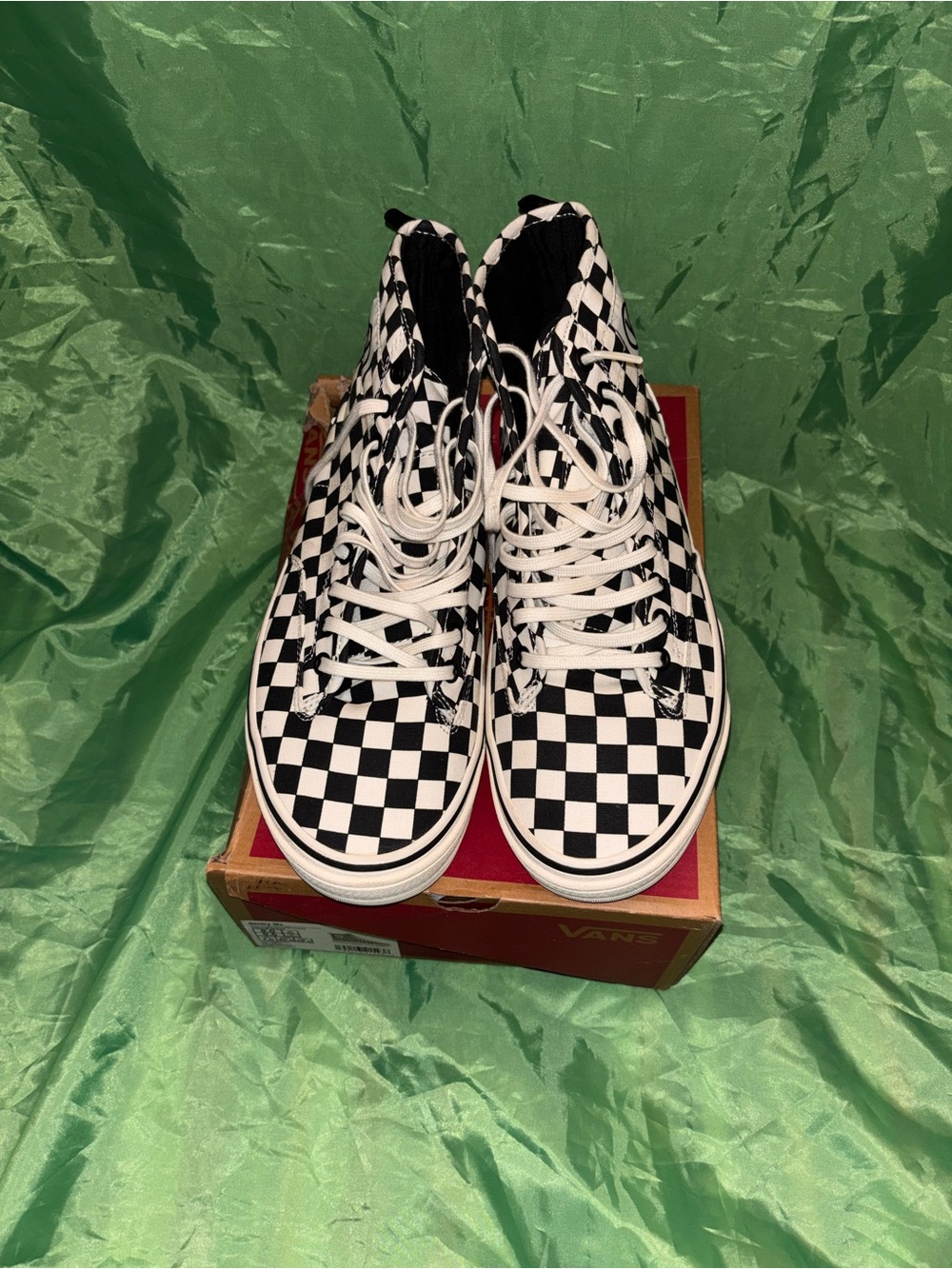 Vans Checkerboard High Top Sneakers - Black and White